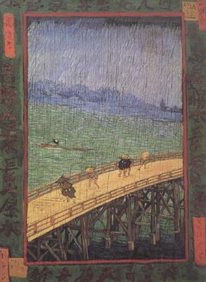 Vincent Van Gogh Japonaiserie:Bridge in the Rain (nn04) Spain oil painting art